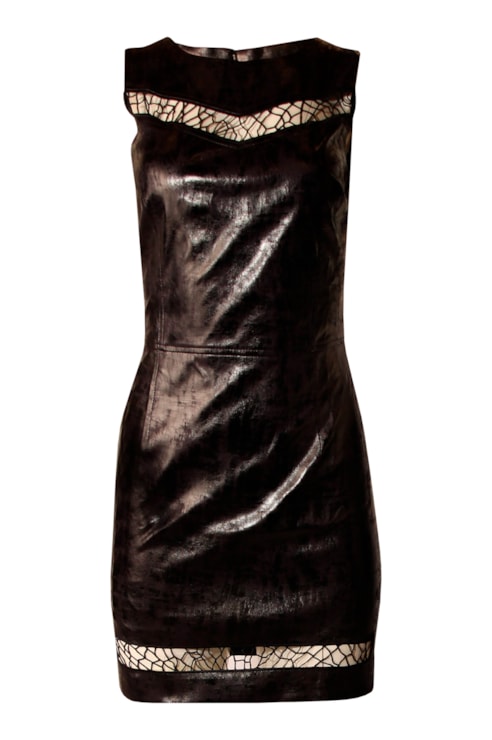 Vestido efeito pele com aberturas