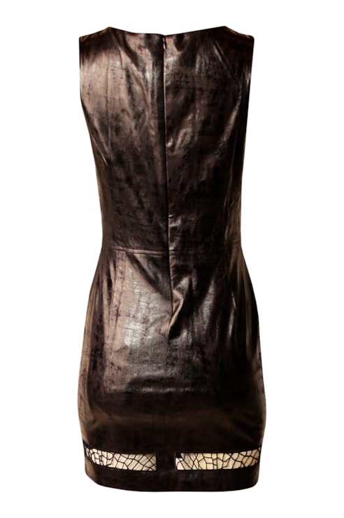 Vestido efeito pele com aberturas
