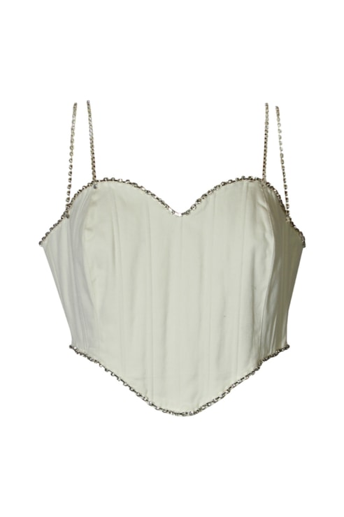 Top tipo Corsetry com brilhantes