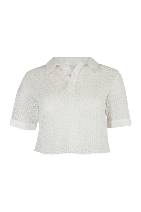 Polo cropped de renda