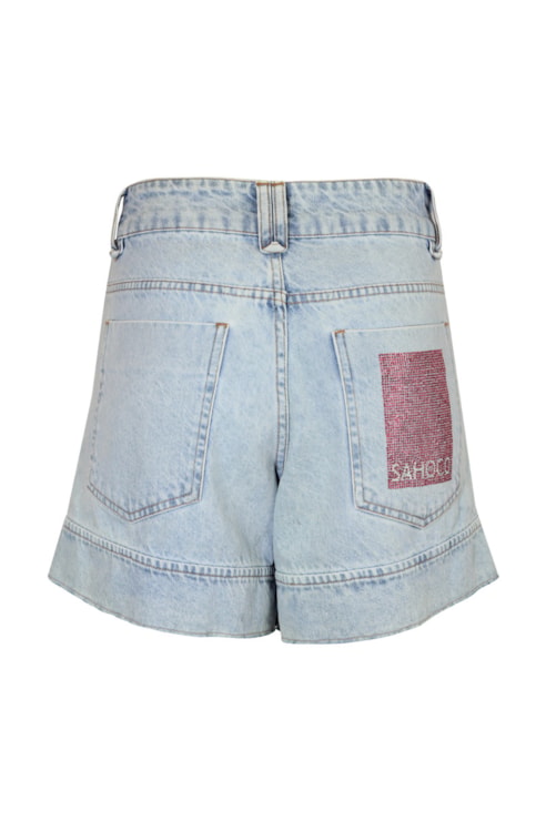 Calção denim cintura subida