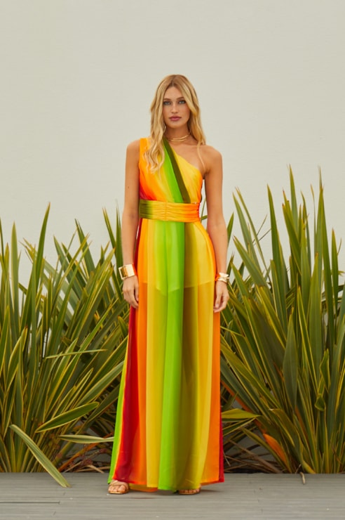 Asymmetric flowing jumpsuit