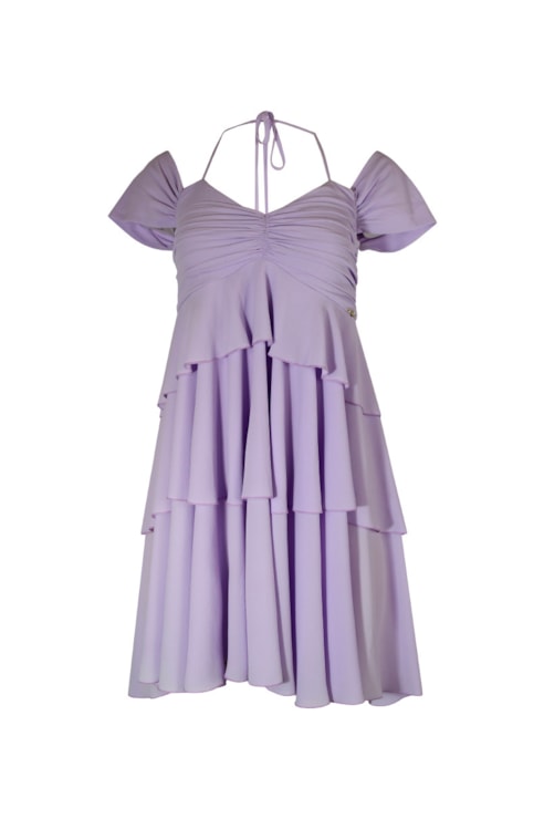 Vestido curto folhos