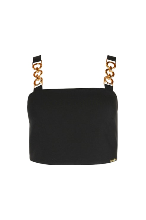 Crop top alça em corrente metálica