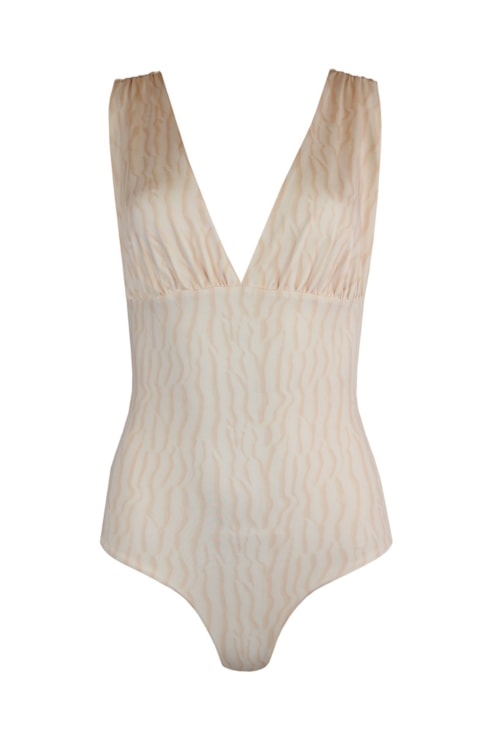 V-neck printed bodysuit