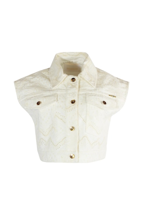 Embroidered twill waistcoat