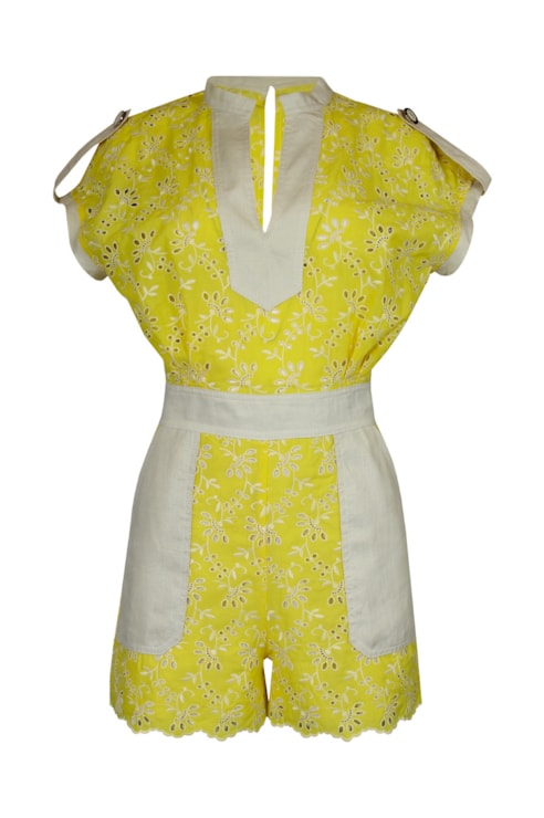 Short jumpsuit with English embroidery