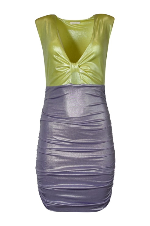 Vestido curto efeito metalizado