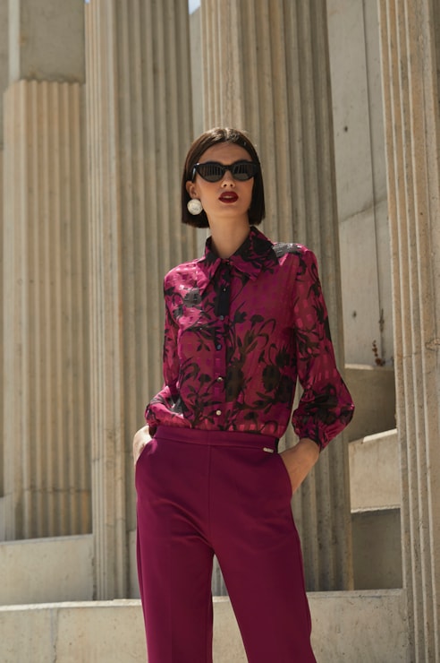 Camisa estampada tipo chiffon