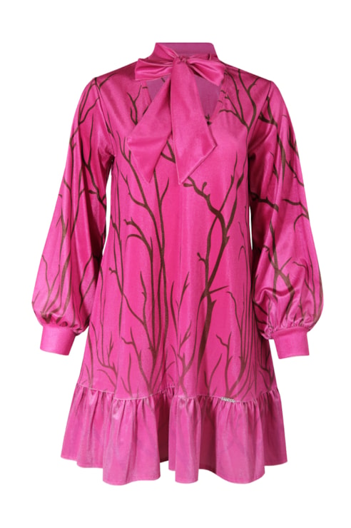 Vestido curto estampado com laçada