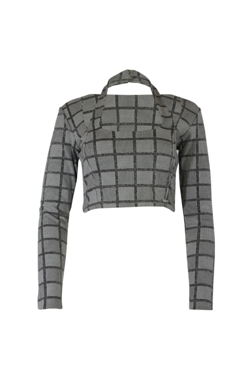 Crop top em malha jacquard