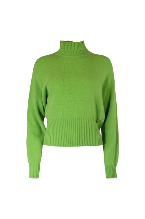 Soft knitted sweater with high collar
