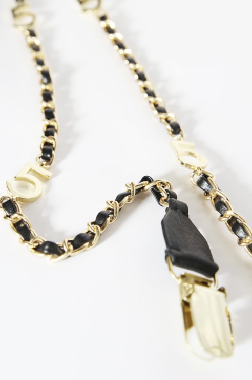 Gold metal suspenders "5"