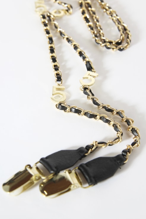 Gold metal suspenders "5"