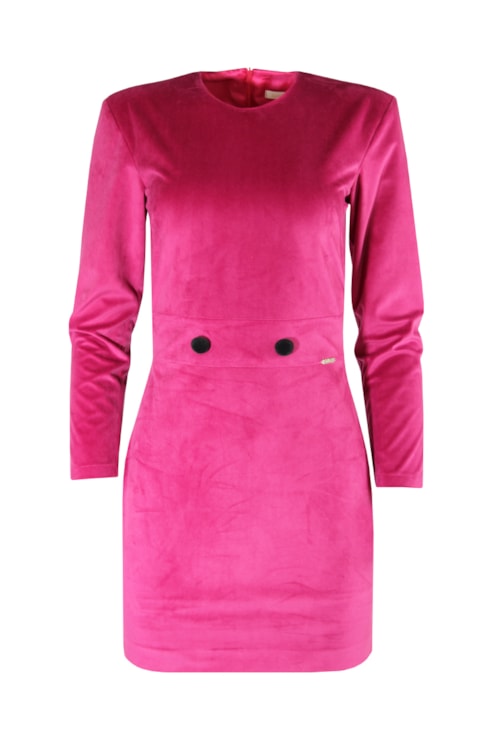 Vestido cintado de veludo