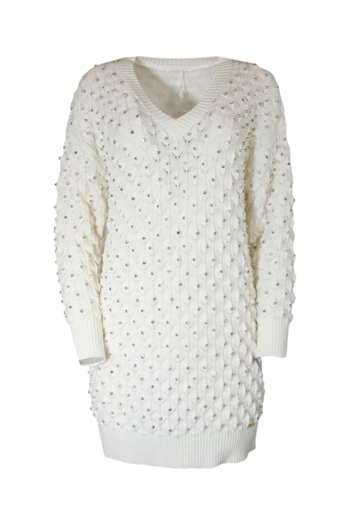 Premium SH" mesh dress with rhinestones
