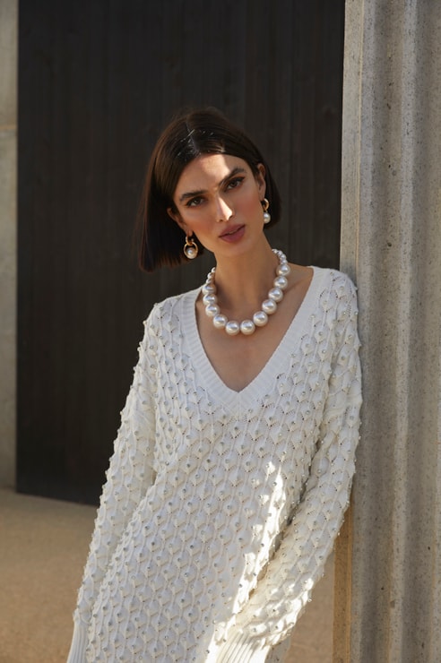 Premium SH" mesh dress with rhinestones
