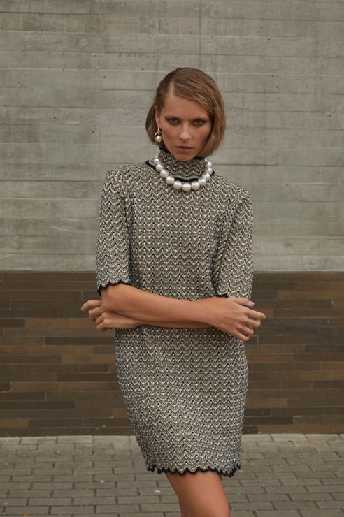 Metallic thread knit dress