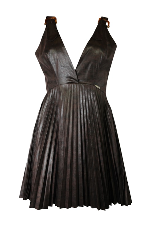 Peachskin effect pleated dress