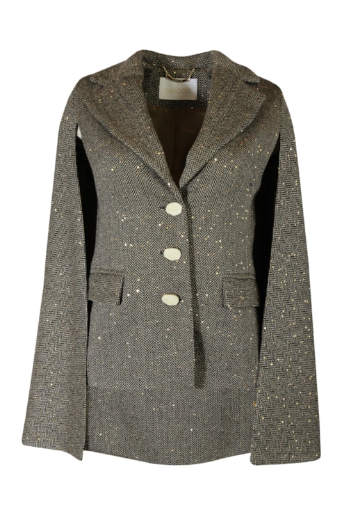 Herringbone cape blazer
