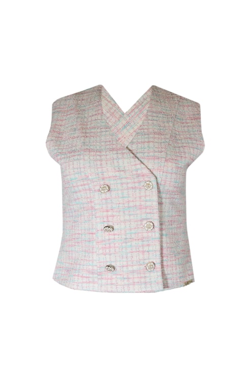Tweed waistcoat with crossover back