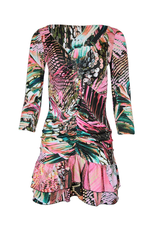 Vestido acetinado com folhos