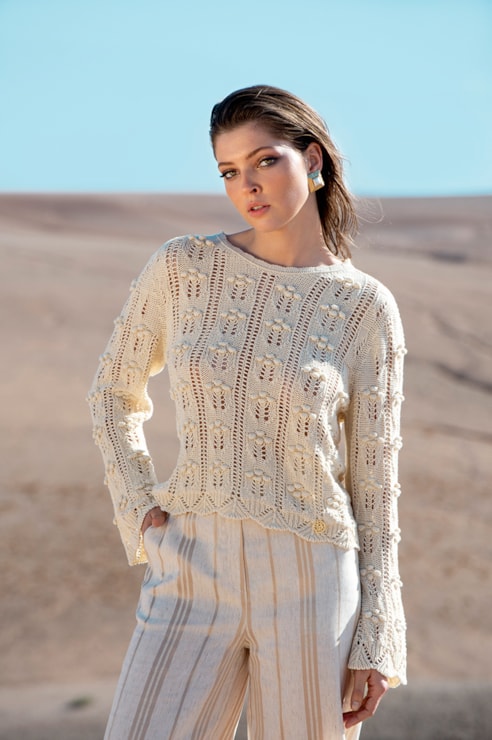 Camisola de malha pointelle
