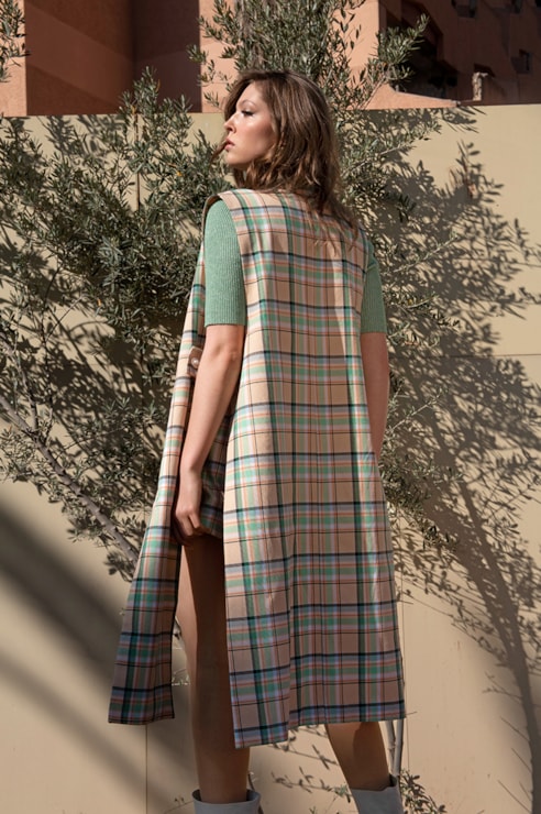 Long checkered vest
