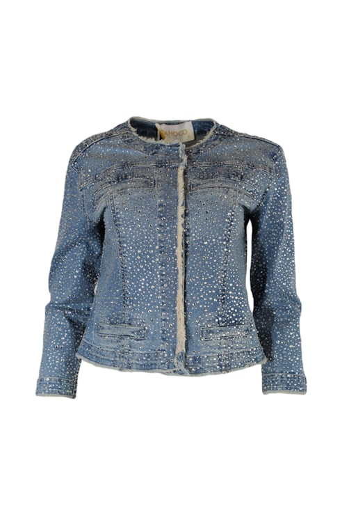 Casaco denim com strass