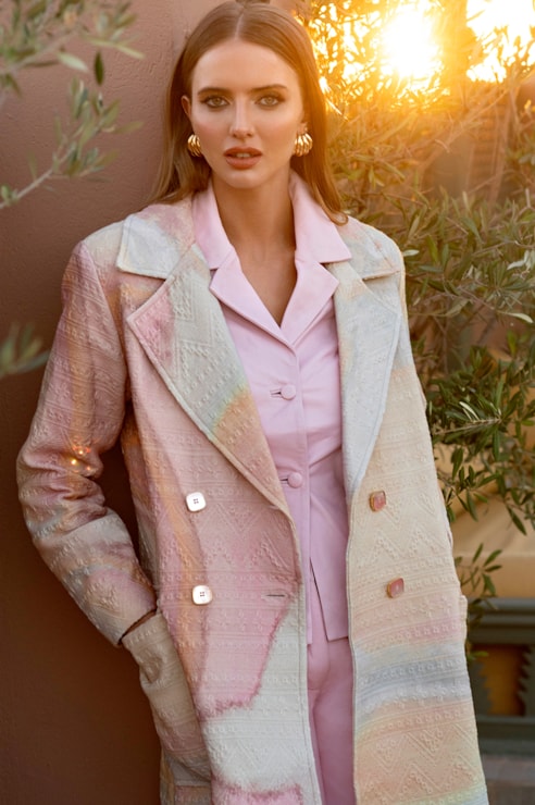 Sobretudo estampado em jacquard