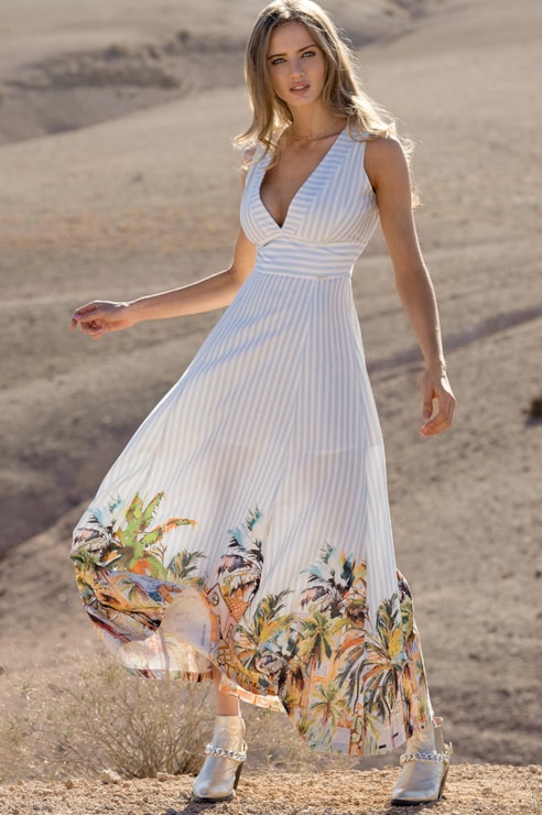 Vestido comprido estampado