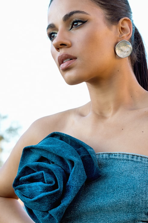 Top denim flor