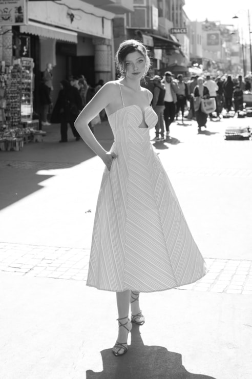 Vestido comprido riscas