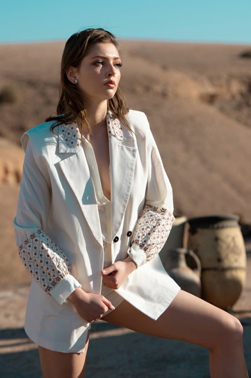 Long embroidered vest