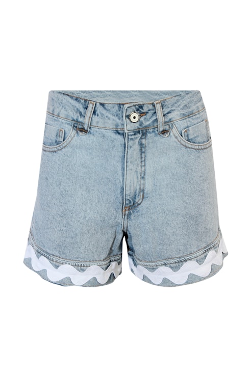 Calções denim cintura subida