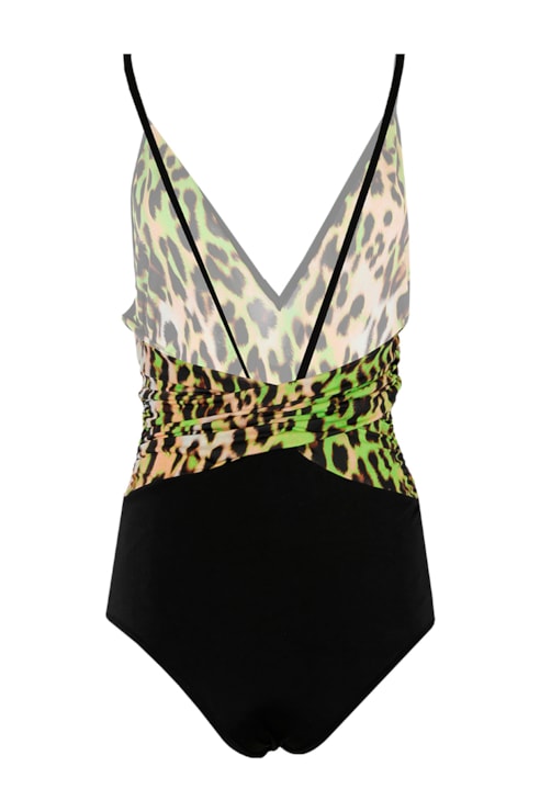 Draped animal print bodysuit