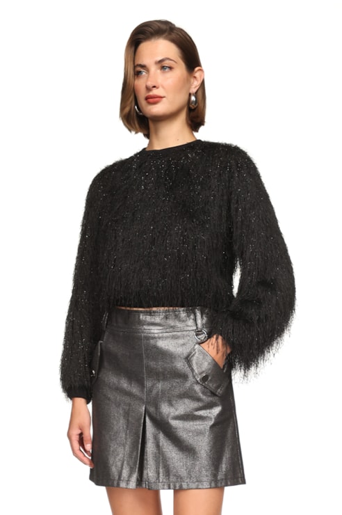 Camisola cropped franjas