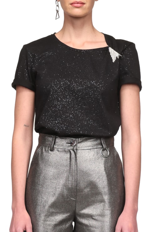 T-shirt com detalhe brilhante
