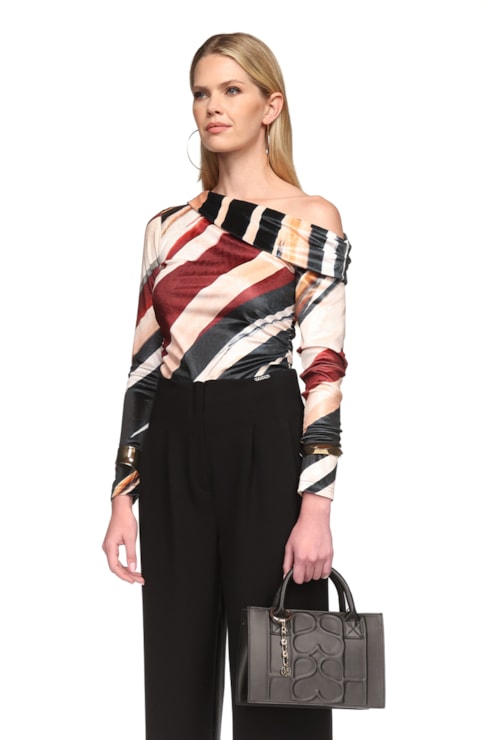 Asymmetrical velvet blouse