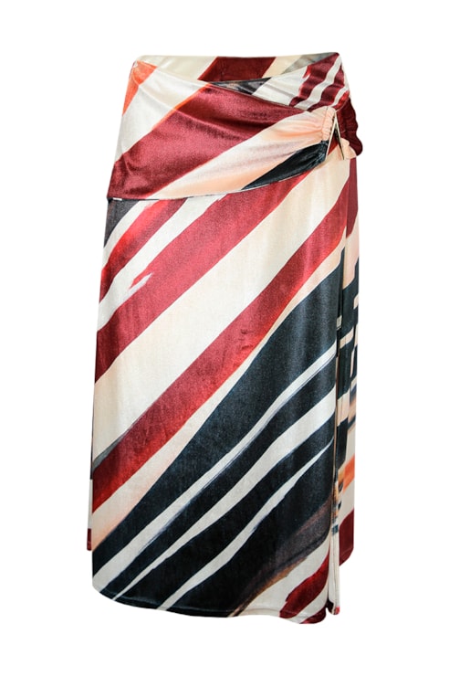 Printed velvet midi skirt