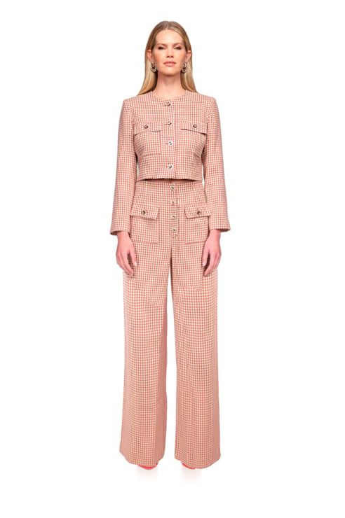 Wide gingham pants