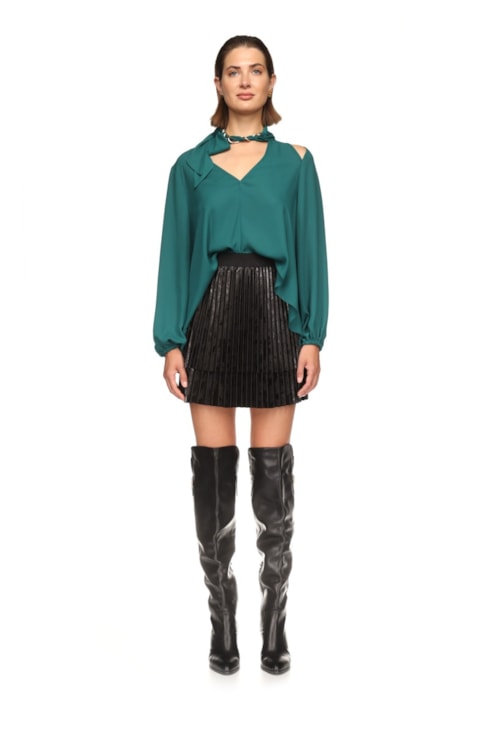 Faux leather pleated skirt
