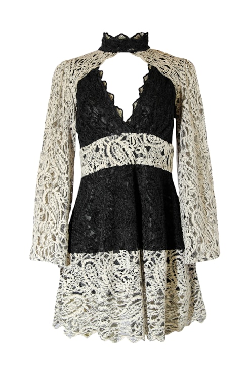 Lace dress with high collar