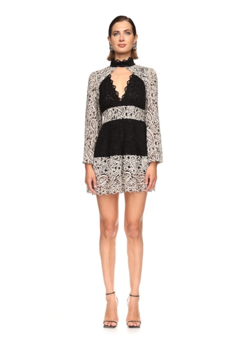 Lace dress with high collar
