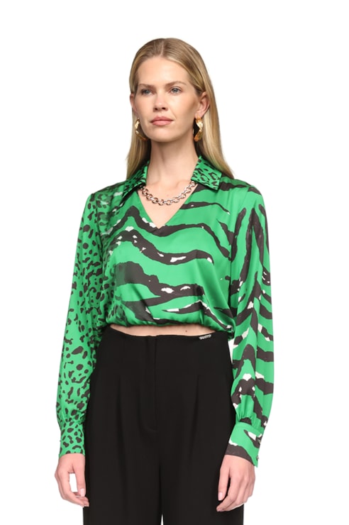 Printed satin blouse