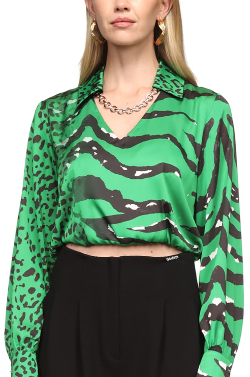 Printed satin blouse