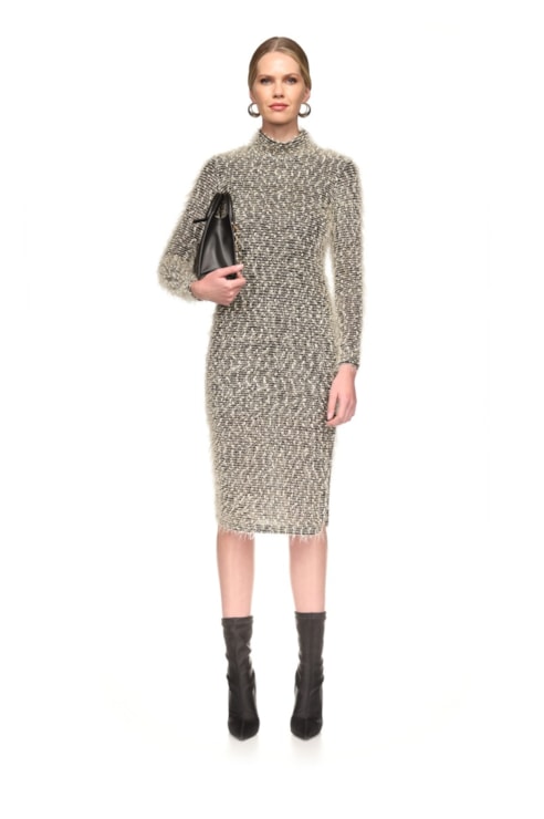 Textured knit long dress