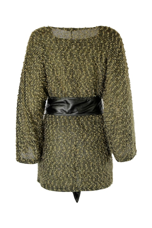 Knit dress with belt