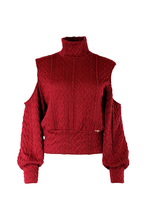 Camisola de malha ombros descobertos