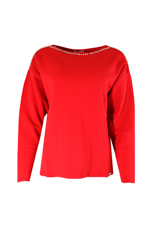 Camisola de malha aplicação perolas